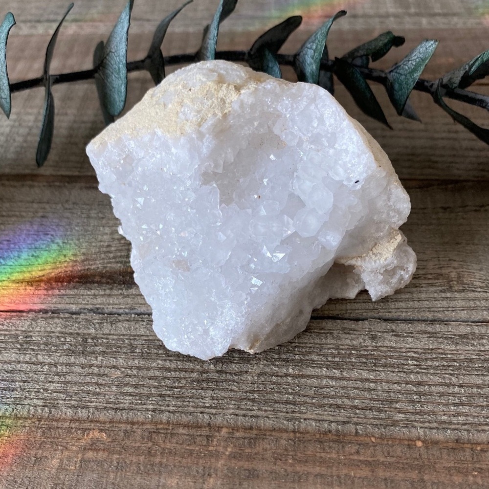 White Moroccan Snow Druzy Crystal Cluster • OOAK Raw Stone Specimen